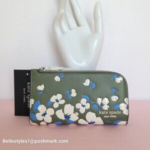 KATE SPADE Devin Painterly Bouquet SMALL Bifold Leather Wallet- Cedar Stand 🎈⭐